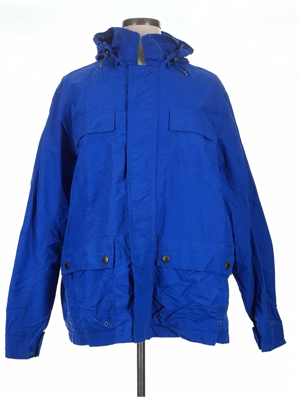 Lands' End Men's Hooded Rain Jacket in Bright Blue XL
